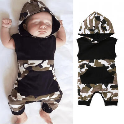 

Newborn Baby Boys Camouflage Hooded Romper Bodysuit Jumpsuit Kids Clothes Outfits