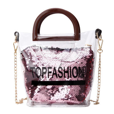 

Sequins Transparent Shoulder Messenger Handbags Women Chain Crossbody Bags