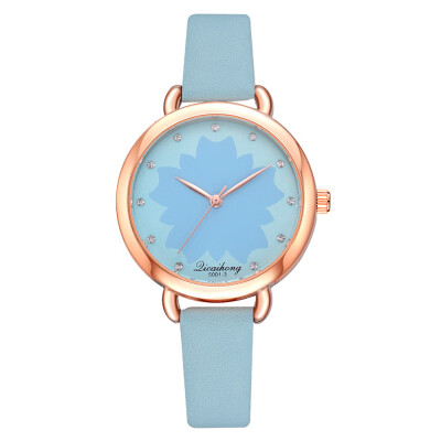 

Trendy printed quartz watch casual simple rhinestone scale time ladies watch