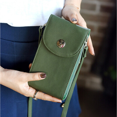

Tailored Retro Lady Simple Solid Color Long Mobile Wallet Messenger Bag Shoulder Bag