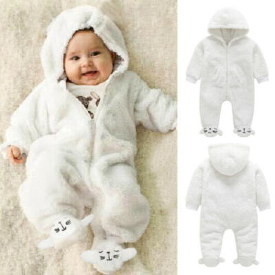 

Newborn Baby Girl Boy Fall Winter Fuzzy Romper Bodysuit Jumpsuit Hoodies Clothes