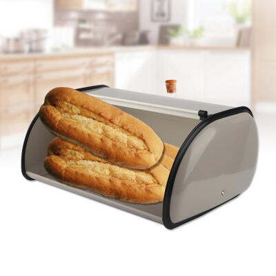 

Greensen Vintage Rollup Cover Metal Bread Storage Bin Box Large Capacity Kitchen Container Gray