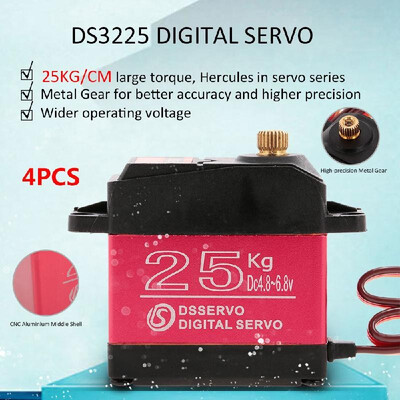 

4pcs DSSERVO DS3225 Digital Servo 25KG Metal Gear High Torque Waterproof for RC Traxxas HSP Car Boat Helicopter Robot Airplane