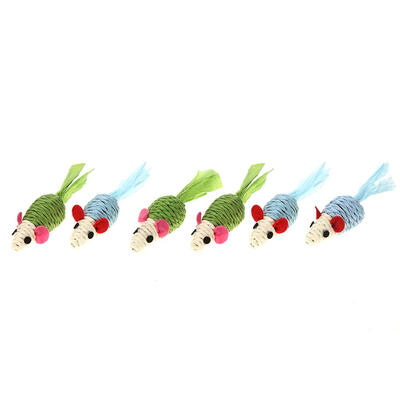 

6pcs Mouse Shaped Sisal Hemp Feather Toy for Cat Kitten Interactive Scratch