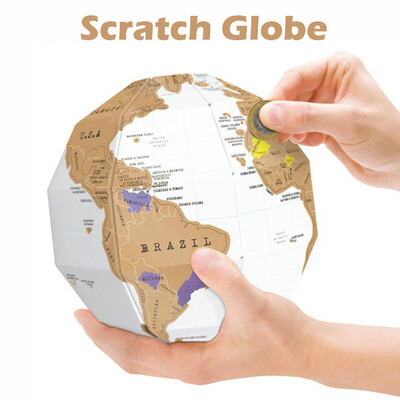 

YIWULAGlobe 3D Puzzle Globe DIY Assemble Vertical World Globe 3D Scratch Travel Map