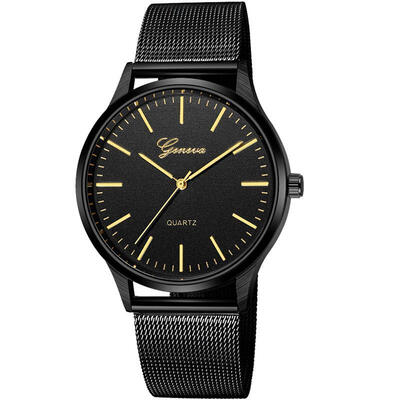 

GENEVA Watches Women Men Mesh Band Stainless Steel Analog Quartz Wristwatch Female Unisex Fashion Minimalist Silver Watch