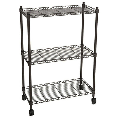 

3 Tier Black Heavy Duty Wire Shelving Unit Rack Rolling Cart wCasters Shelf Organizer On Wheels