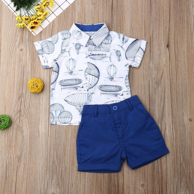 

Toddler Baby Boy T-Shirt Pants Sunsuit Standing Collar Outfits Clothes