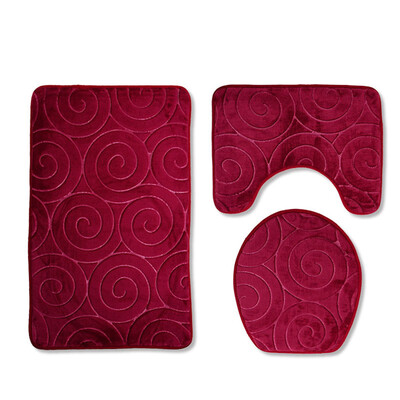 

〖Follure〗3pc Bathroom Set Rug Contour Mat Toilet Lid Cover Plain Solid Color Bathmats