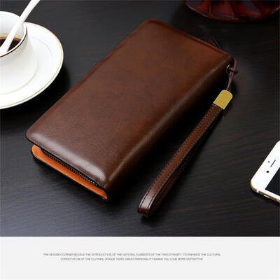 

Direct Fashion Retro Design Crazy Horse Leather Handmade Men Wallets Large Capacity Wear Long Section Coin Purse