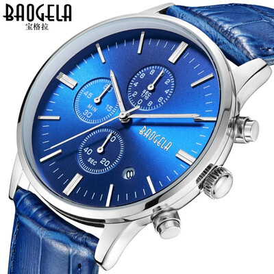 

Watch Baoge baogela mens three-eye belt waterproof quartz watch mens watch mens watch