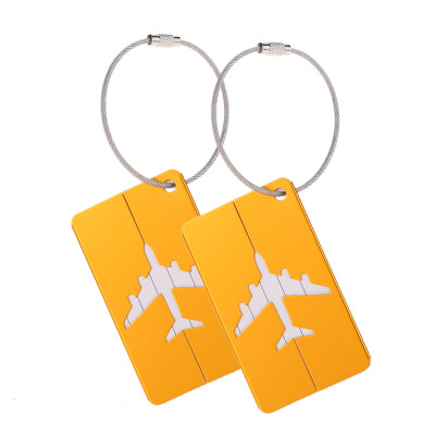 

2pcs Travel Airlines Luggage Tags Suitcase Bag Tag Address Name Identity ID Label Identifier Metal Aluminum Alloy