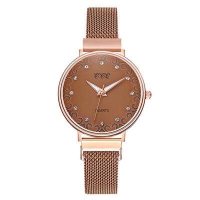 

Simple Women Watches Dot Rhinestone Dial Ladies Quartz Wristwatch Magnetic Buckle Belt Strap Clock Gift Dress Relogio Feminino5