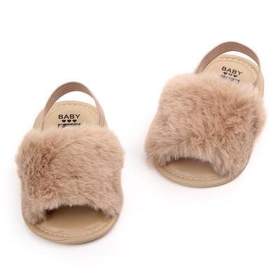 

Baby Infant Girls Soft Sole Shoes Plush Slide Sandal First Walkers Anti-slip Walking Shoes