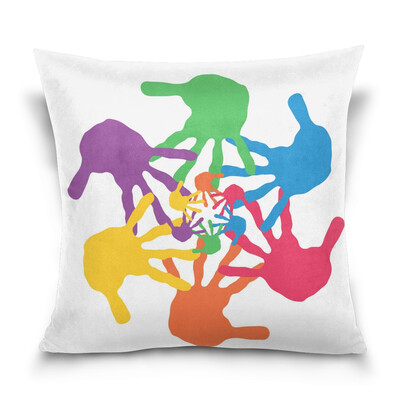 

ALAZA 16 X 16 inch Pillow Case Decorative Cushion Cover Colorful Hands Pattern Pillowcase