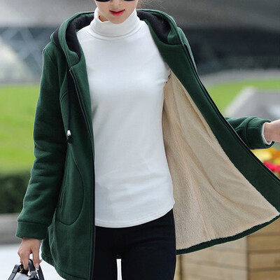 

Toponeto Womens Winter Warm Outwear Solid Hooded With Pockets Composite Coats Cardigan