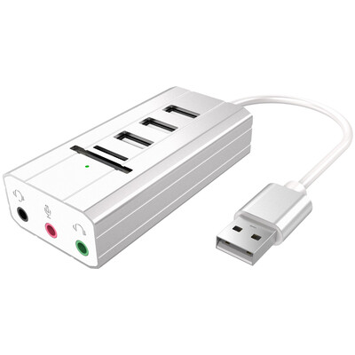

XG-400U USB Multifunction Hub Sound Card 3 USB Ports USB Deconcentrator External Sound Card TF & SD Card Reader