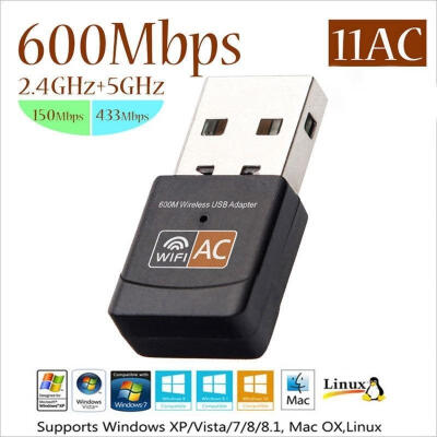 

600Mbps Dual Band 24G 5G Hz Wireless Lan USB PC WiFi Adapter 80211AC