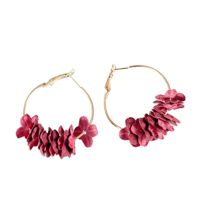 

Fashion Fabric Flower Large Circle Statement Women Hoop Earrings Jewelry Gift