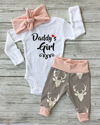 

3PCS Newborn Infant Baby Girls Clothes Playsuit Romper Pants Bodysuit Outfit Set
