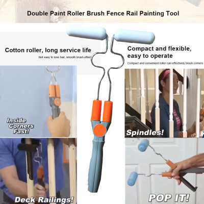 

〖Follure〗Double Paint Roller Brush Fence Rail Painting Tool Adjustable Without Dead Angle