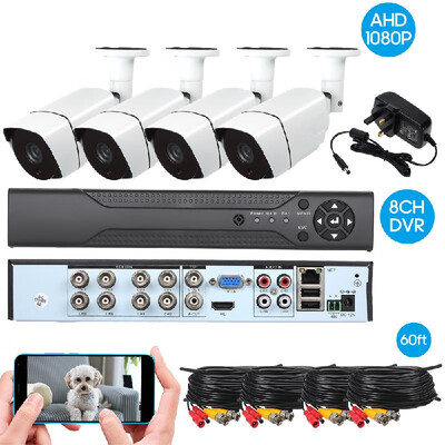 

8CH Security Camera System Full 1080P Video DVR Recorder with 4 1080P Indoor Outdoor Weatherproof CCTV Cameras