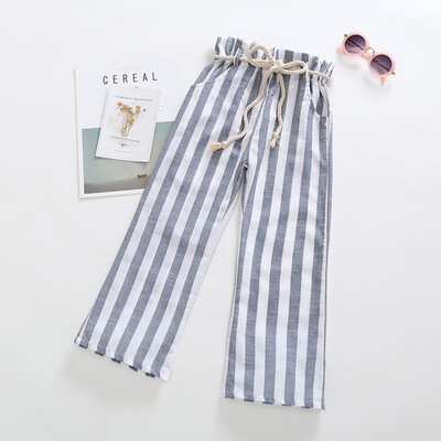 

Children Kid Boy Girls Stripe Print Bandage Bandage Long Pants Casual Trousers