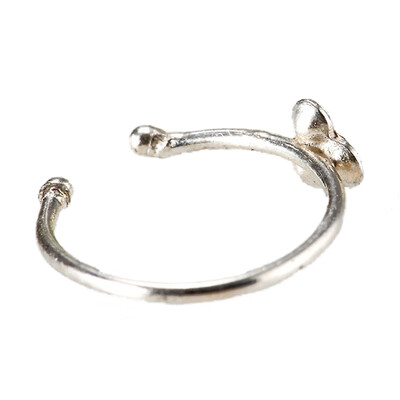 

Retro Sterling Silver Crystal Shiny Flower Nose Stud Hoop Ring Color Silver