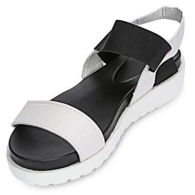 

Simple Design Open Toe Elastic Band Patchwork Women Platform Sandals