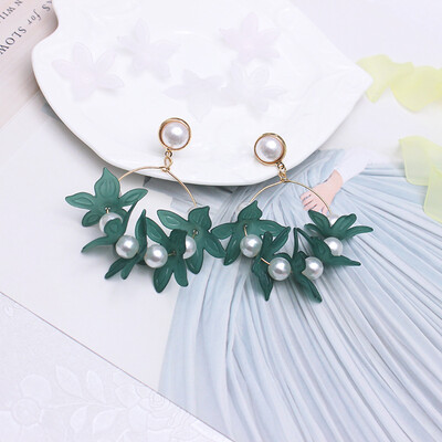 

Peadrglf New Fashion Brand Jewelry Summer Style Flower Stud Earrings for Women Pierced Elegant Pearl Gift Earrings Accessories
