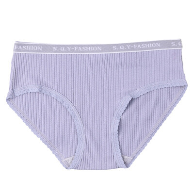 

panties Women Sexy Solid Color Vertical Thread Cotton Exquisite Soft Cotton Low Waist Briefs Sweet Modern High Stretch Panties