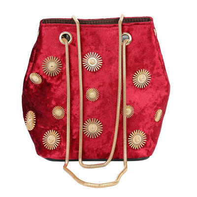 

Elegant Velvet Bucket Shoulder Bag Women Floral Print Messenger Chain Bags