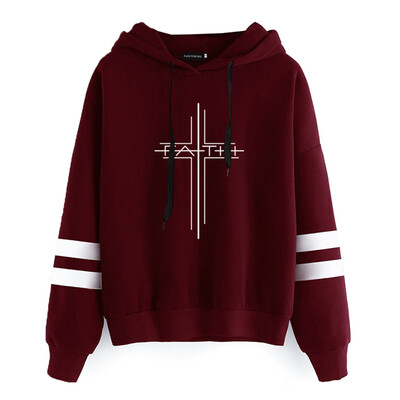 

New Women Printed Sweatshirt Faith Cross Graphic Pullover Hoodie Loose Casual Hooded Female Hoodie