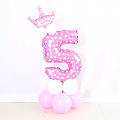 

FUNNYBUNNY Mix set 30" Numbers 0-9 pink&Blue Typ foil balloons Birthday Party balloons Pink With Crown Shape