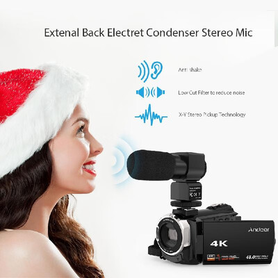 

Andoer 4K 1080P 48MP WiFi Digital Video Camera Camcorder Recorder with 2pcs Rechargeable Batteries External Microphone Novatek 9