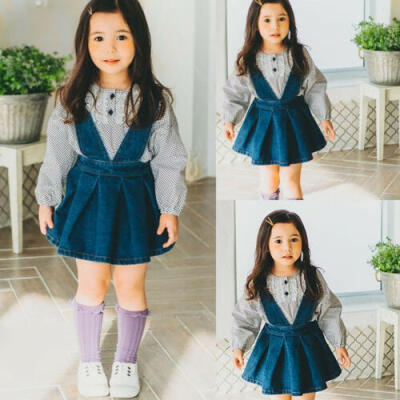 

Infant Kids Baby Girls Clothes Denim Strap Skirt Overalls Suspender Dress Outfit