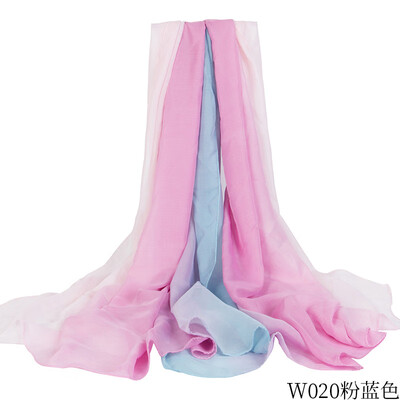 

018 new spring&summer gradient silk scarf long chiffon scarf shawl sunscreen beach towel color matching scarf W020