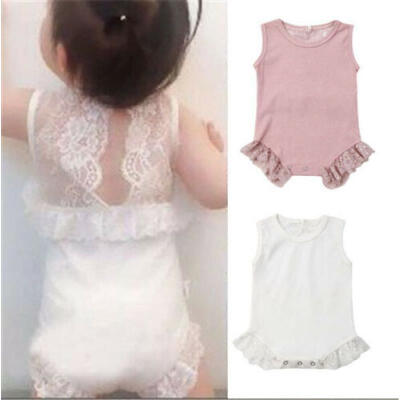 

UK Infant Newborn Baby Girls Lace Flower Ruffle Romper Jumpsuit Outfits Clothes