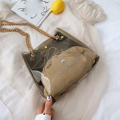 

Tailored Women Fashion New Transparent Buns Mother Bucket Bag Shoulder Bag Messenger Bag