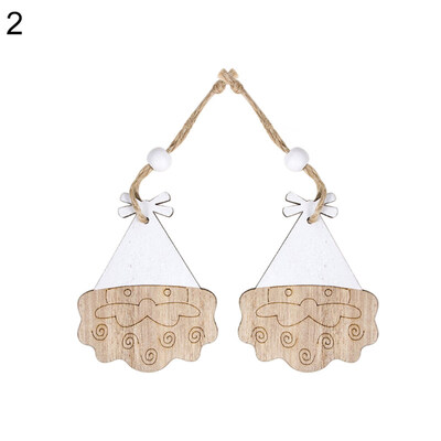

2Pcs Wooden Christmas Santa Deer Elk Ornament Xmas Tree Pendant Party Decor
