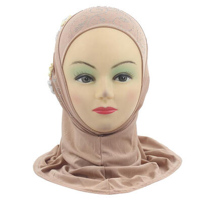 

Kids Girls Muslim Headscarf Flowers Rhinestone Soft Arab Scarf Wrap Shawls