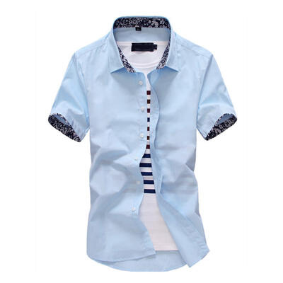 

Slim Fit Short Sleeve Shirts Floral Shirt Summer Casual Tops For Men