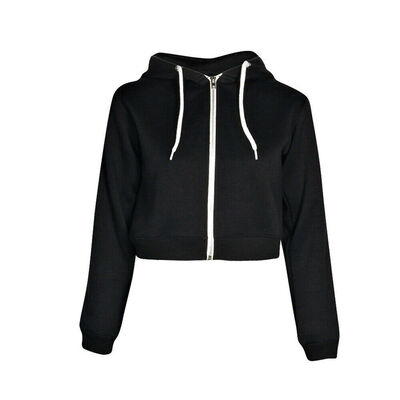 

Women Plain Hoodies Crop Top Sweatshirt Hooded Coat Casual Zip up Jacket Outwear