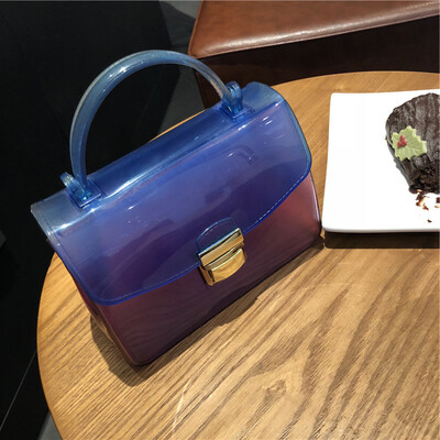 

2019 Brand Designers Transparent Cross Body Bag Gradual Change Women Small Handbag Purses Flap Jelly Shoulder Bags Chains Casual