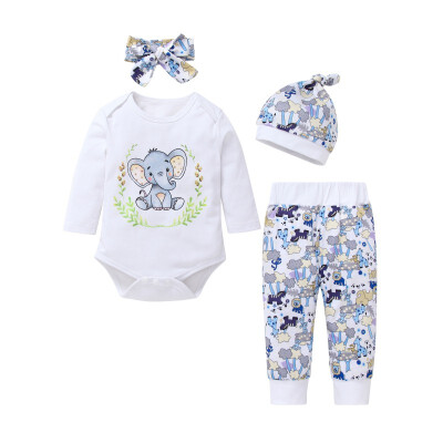 

New Infant Toddler Newborn Baby Girls Letter Print Outfit Clothes Tracksuit Hooded TopsLeggings Pants Headband 4Pcs Set