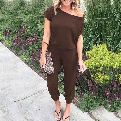 

Starmoon Women Pocket Off Shoulder Short Sleeve Rompers Jumpsuit Long Playsuit