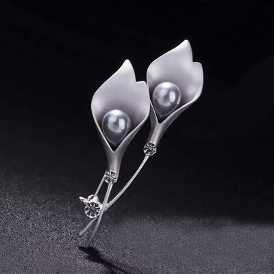 

High Quality For Women Birthday Gift Brooch Elegant Tulip Brooches Pins Imitation Pearl Flower