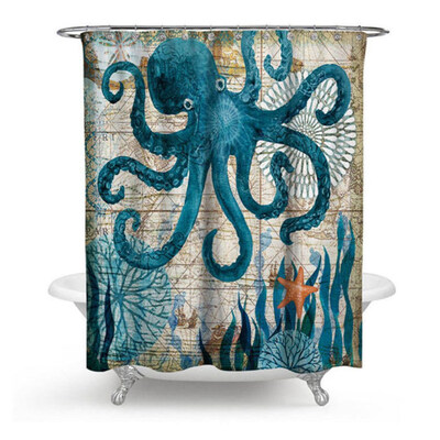 

Sea Turtles Bathroom Polyester Shower Curtain Non Slip Toilet Cover Rugs Mat Set