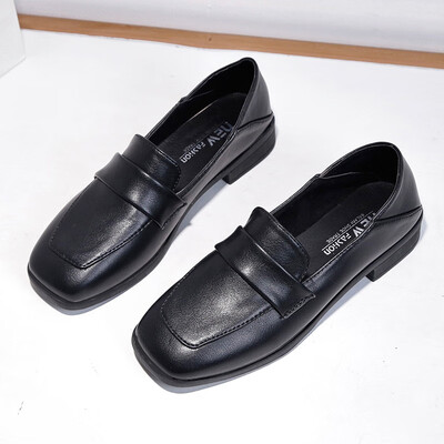 

2019 new style coarse&high-heeled shoes women England style retro square Korean womens shoes one-on-one shoes