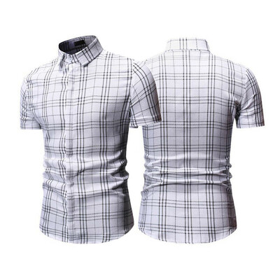 

Fashion Mens Summer Casual Dress Shirt Mens Plaid Short Sleeve Shirts Tops Tee